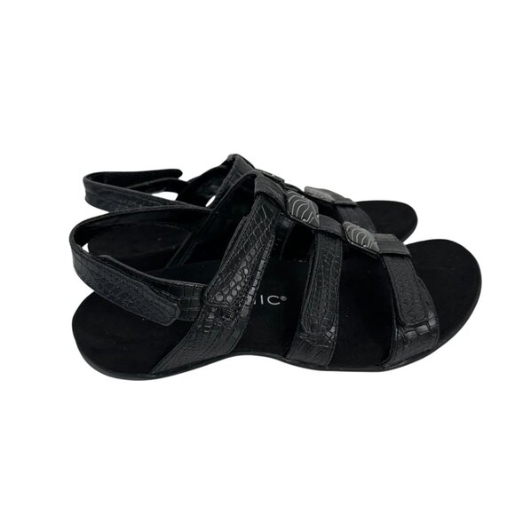 Vionic AMBER Womens Strappy Black Sandals SZ 8 Adjustable Strap Textured Pattern - Picture 12 of 13